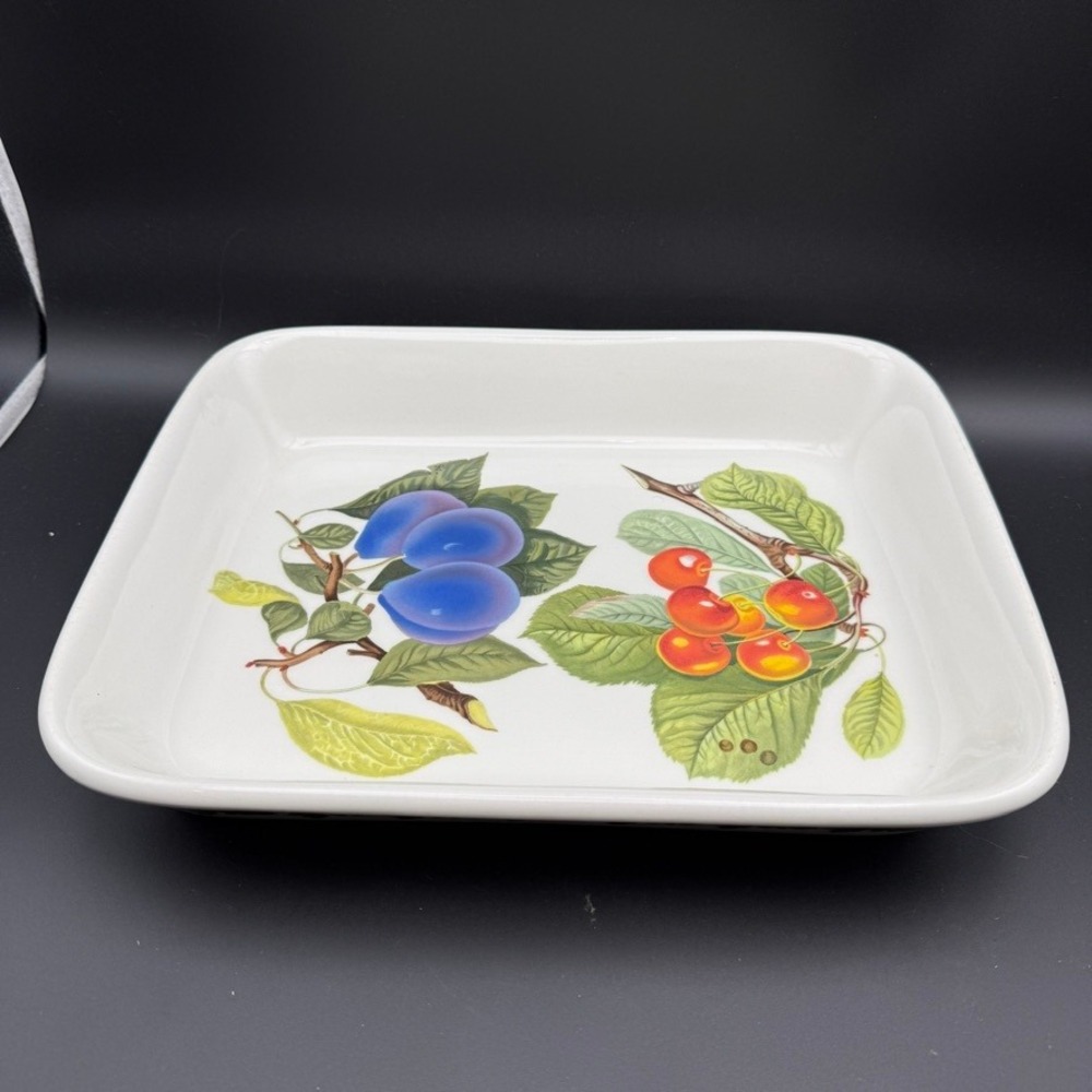 Vintage Portmeirion Pomona Rectangle Casserole Baker Cherry Plum 12" Cottage